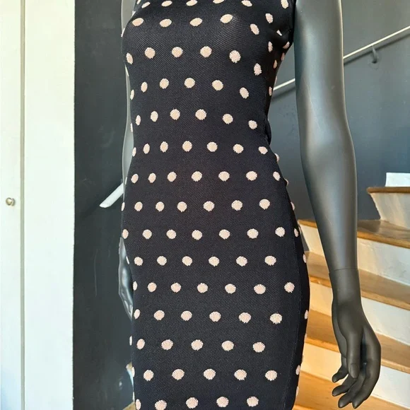 BCBGMaxAzria Black and Cream Polka Dot Mini Dress - Picture 4 of 7